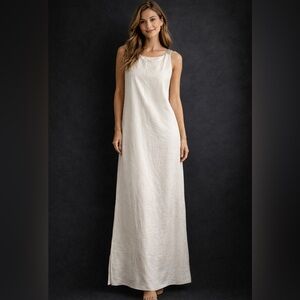 Fabiana Filippi Silk Maxi Dress Ivory Sleeveless XL Classic Time Capsule Italy